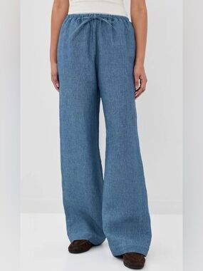 RÓHE Women’s Ocean Blue Relaxed Linen Trousers